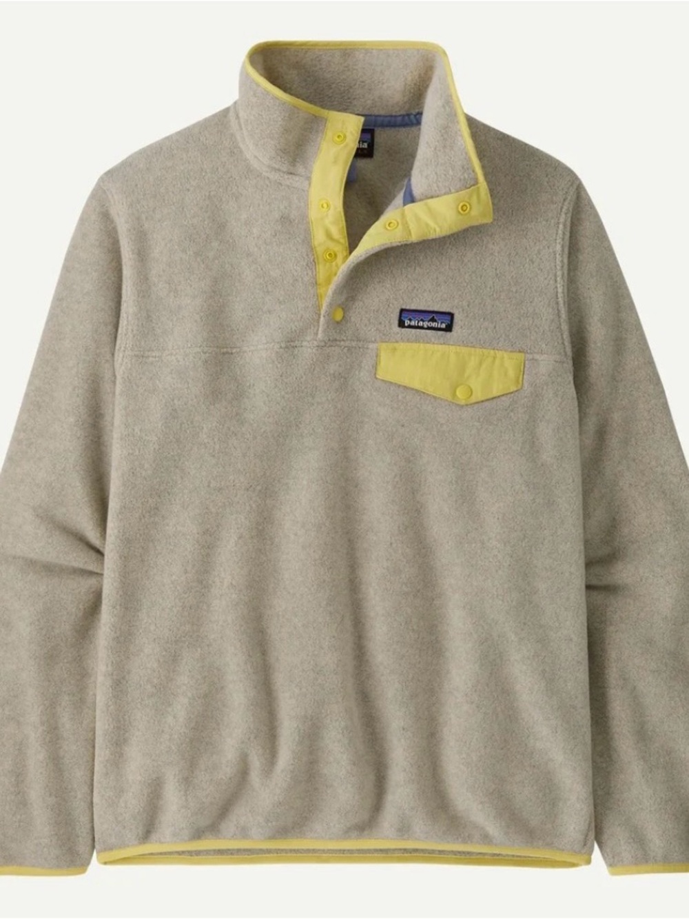Patagonia Beige Fleece Snap Pullover with Yellow Accents